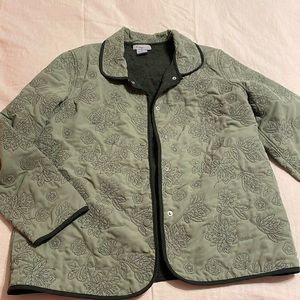 Analogy Jacket Coat Green Floral Embroidered Women's Size M